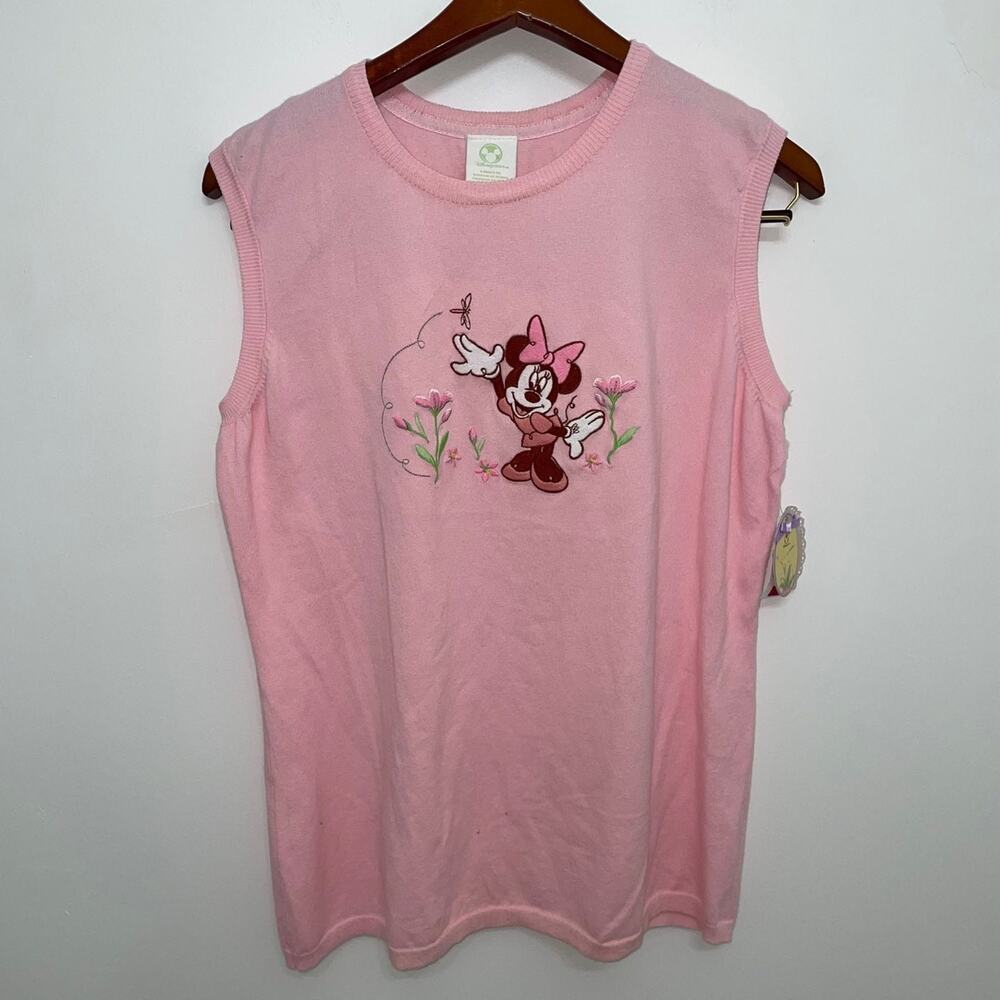 Vintage Deadstock Pastel Minnie Mouse Disney Store Spring Pink Vest (0362)